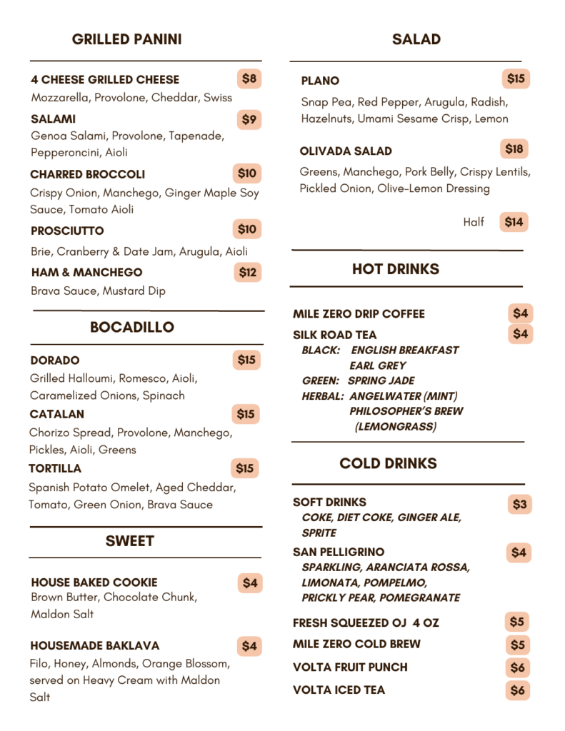 Volta Victoria menu – page 2